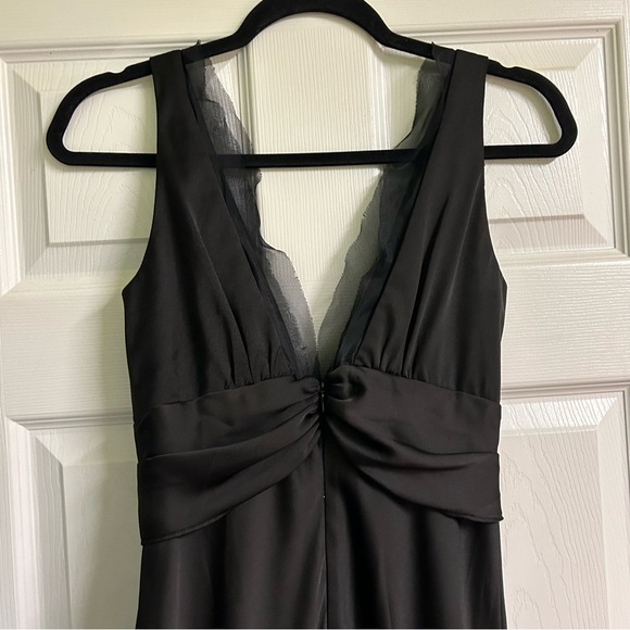 Black Whimsigoth Maxi Dress Formal Satin Silk Sz 2 Fairy Grunge y2k V-Neck - Picture 10 of 13